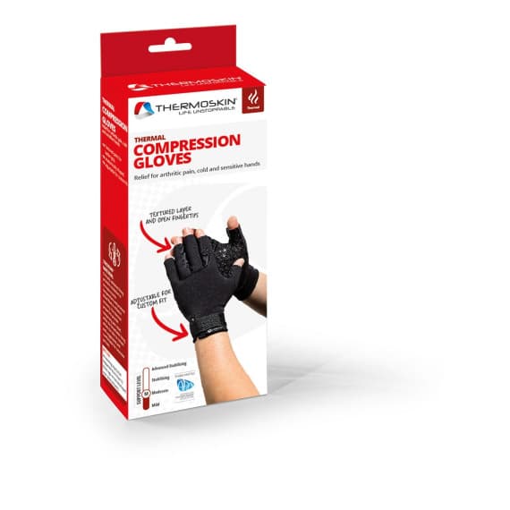 Thermoskin Thermal Compression Gloves Medium Black 1 Pair for Hand Pain Relief – Pharmacy Direct