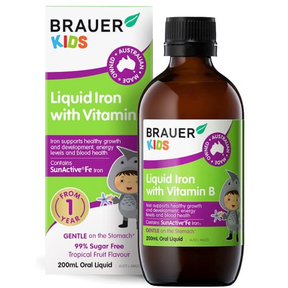 Brauer Kids Liquid Iron with Vitamin B 200ml - Healthy Iron Levels - Pharmacy Direct