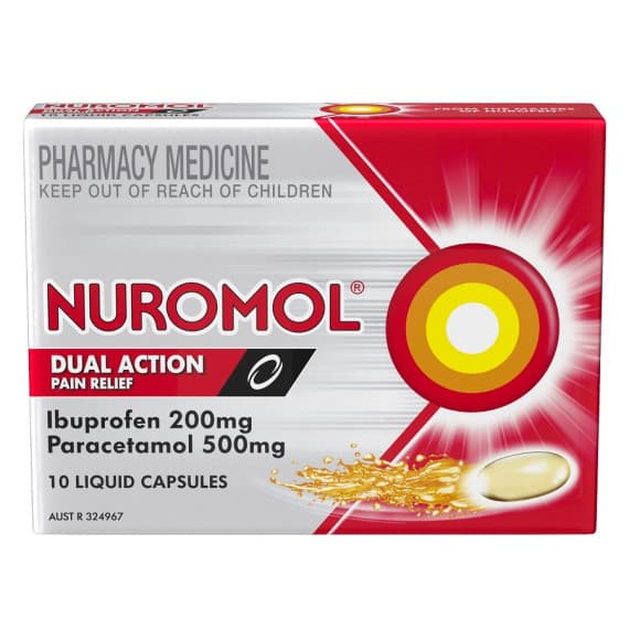 Nuromol Strong Pain Relief liquid capsules dual action ibuprofen paracetamol – Pharmacy Direct