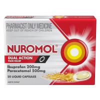 Nuromol Strong Pain Relief Liquid Capsules 200mg Ibuprofen/500mg Paracetamol 20 Pack