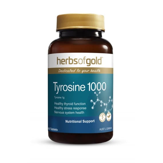 Herbs of Gold Tyrosine 1000 60 Tablets - Boost Energy and Focus - Pharmacy Direct