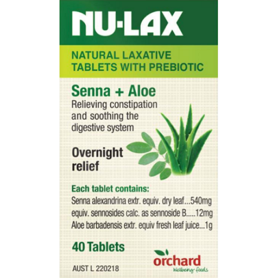 Nulax Natural Laxative Tablets with Prebiotic Senna and Aloe 40 Tablets - Digestive Relief - Pharmacy Direct