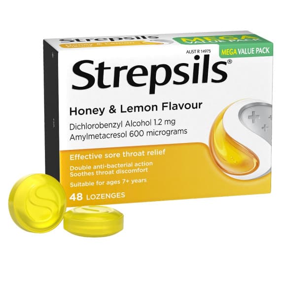 Strepsils Soothing Sore Throat Lozenges Honey and Lemon 48 Pack