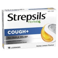 Strepsils Herbal Cough Plus Lozenges Honey Lemon 16 Pack Expiry Date 02/26