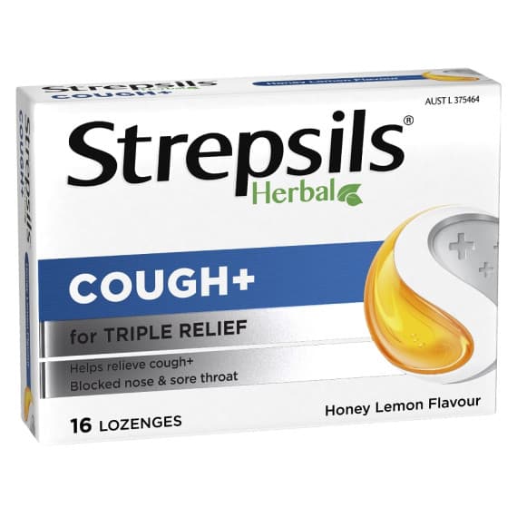 Buy Strepsils Herbal Cough Plus Lozenges Honey Lemon 16 Pack Expiry Date 02/26 Online Pharmacy Direct AU