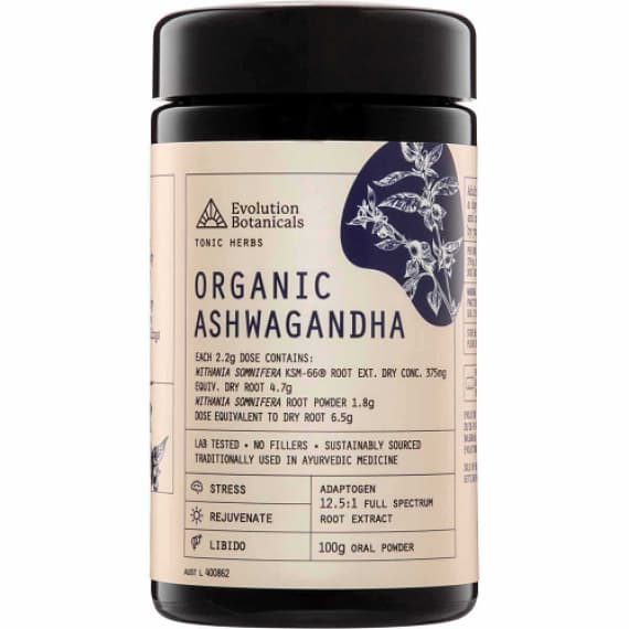 Buy Evolution Botanicals Organic Ashwaganda Jar 100g Online Pharmacy Direct AU