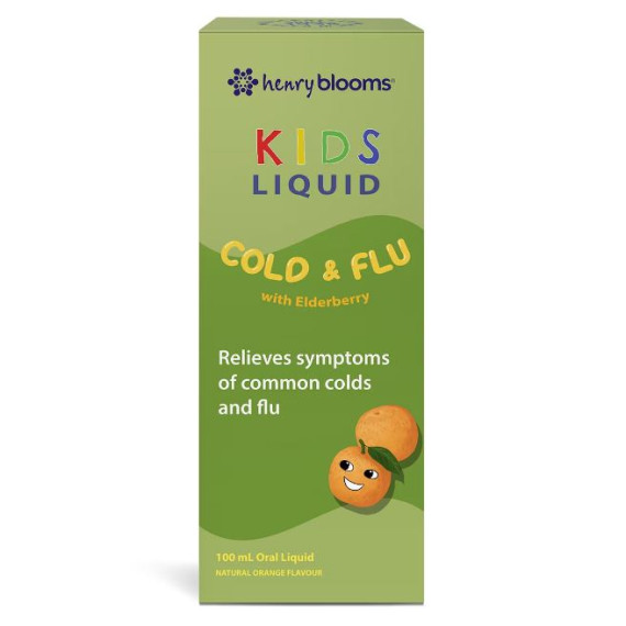 Henry Blooms Kids Liquid Cold and Flu with Elderberry 100ml