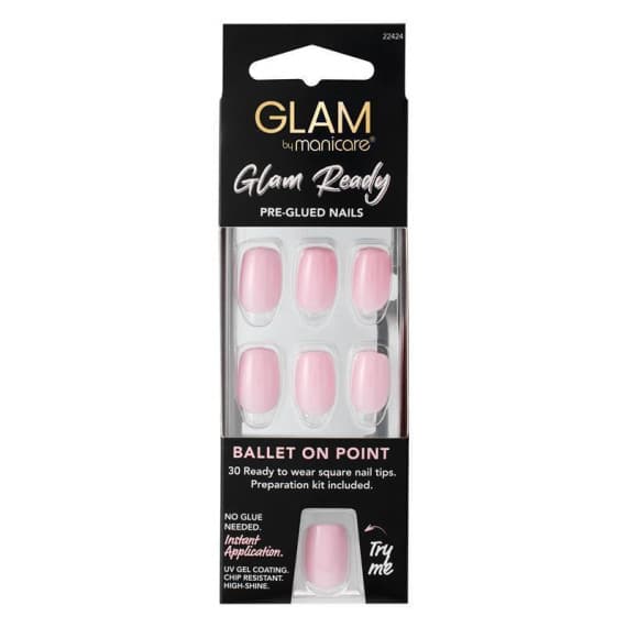 Manicare Glam Pre-Glued Nails Ballet On Point 30pcs for stylish nails – Pharmacy Direct