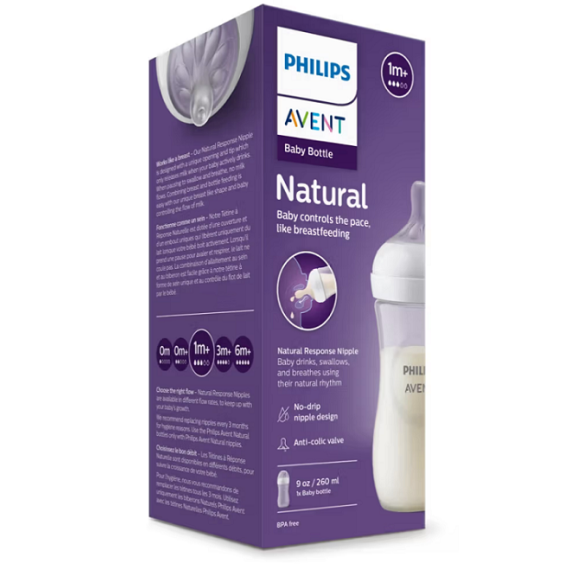 Avent Natural Response Baby Bottle 260ml for gentle infant feeding - Pharmacy Direct