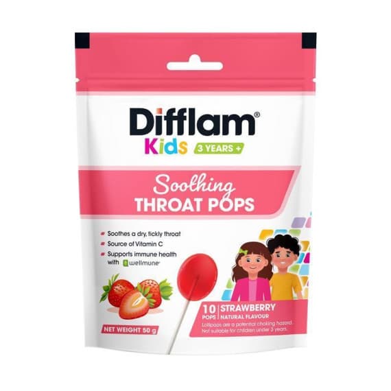 Difflam Soothing Throat Pops Strawberry 10 Pack