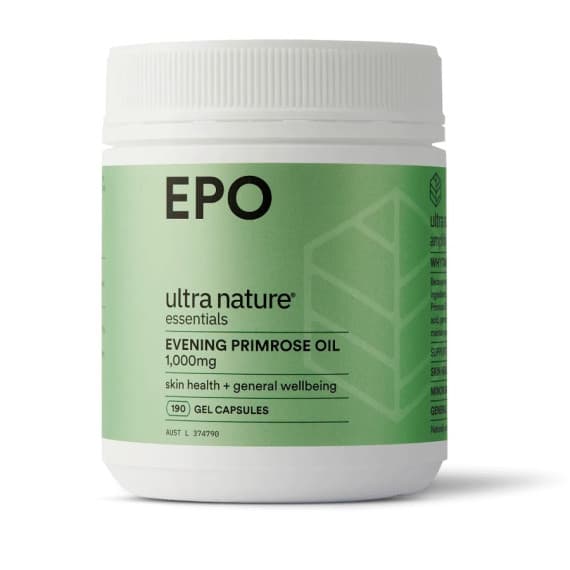 Ultra Nature Essentials Evening Primrose Oil EPO 1000mg 190 Gel Capsules