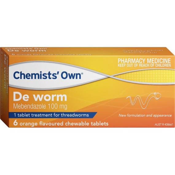 Buy Chemists Own De Worm Chewable 6 Tablets Online Pharmacy Direct AU