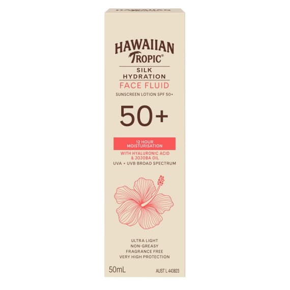 Hawaiian Tropic Silk Hydration Face Fluid Sunscreen Lotion SPF50 Plus 50ml