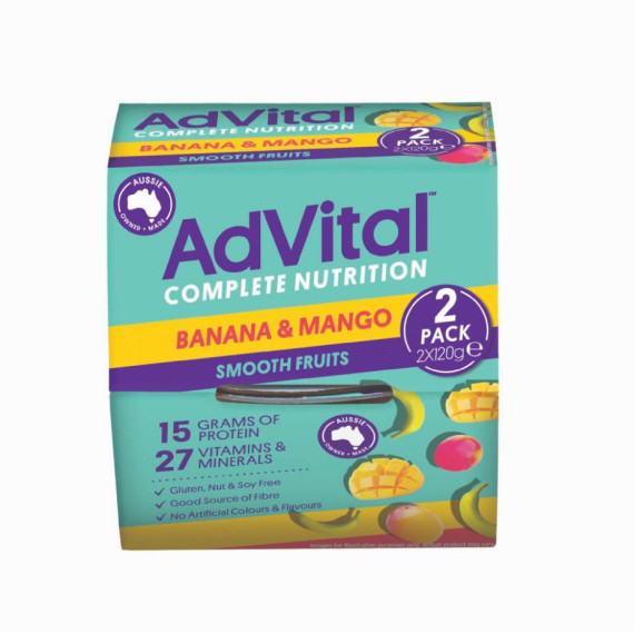 Buy Advital Smooth Fruit Banana And Mango 120g Twin Pack Expiry Date 18/03/26 Online Pharmacy Direct AU
