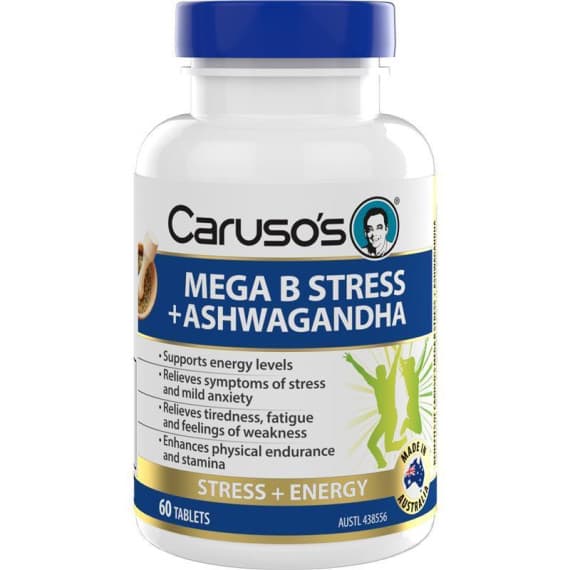 Carusos Mega B Stress Plus Ashwagandha 60 Tablets