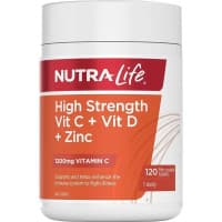 Nutra Life High Strength Vit C Plus Vit D Plus Zinc 120 Tablets