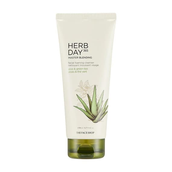 Buy The Face Shop Herb Day 365 Master Blending Aloe and Green Tea Facial Foaming Cleanser Online Pharmacy Direct AU