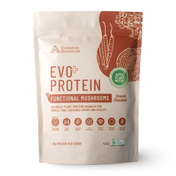 Evolution Botanicals Evo Protein Chocolate 450g with functional mushrooms - Pharmacy Direct