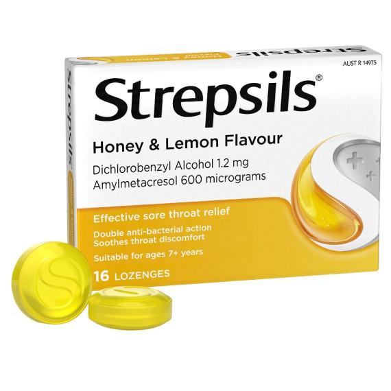 Strepsils Sore Throat Relief Honey And Lemon 16 Pack