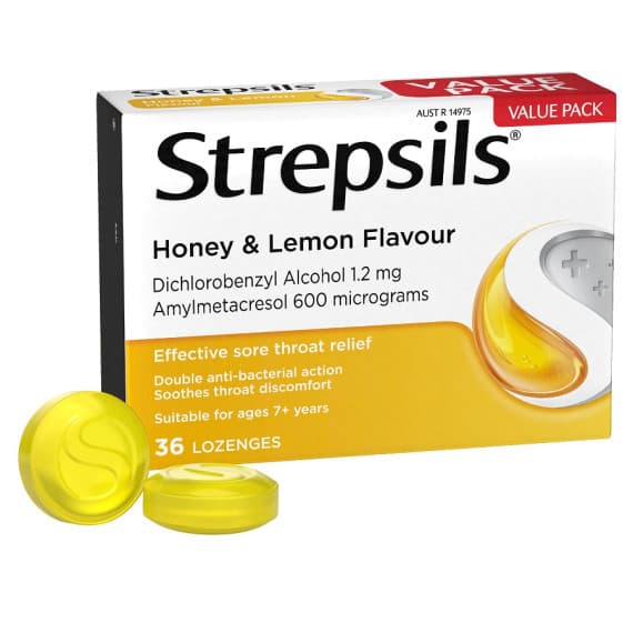 Strepsils Sore Throat Relief Honey And Lemon Lozenges 36 Pack
