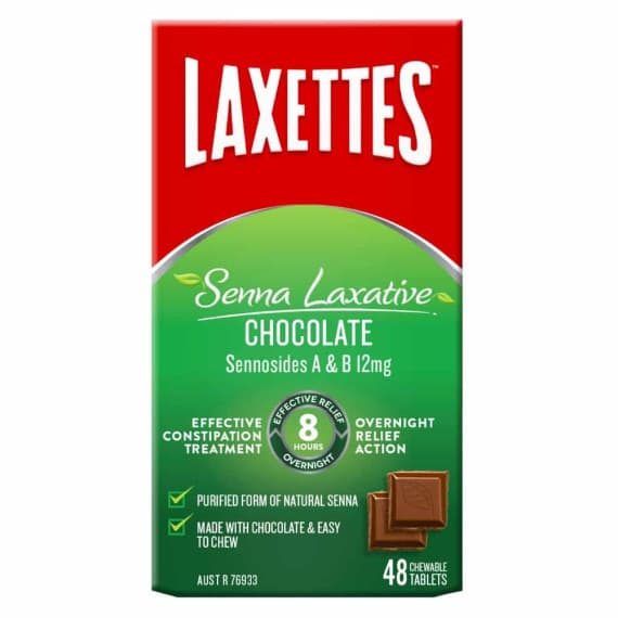 Laxettes Chocolate Laxative 48 Pack gentle constipation relief – Pharmacy Direct