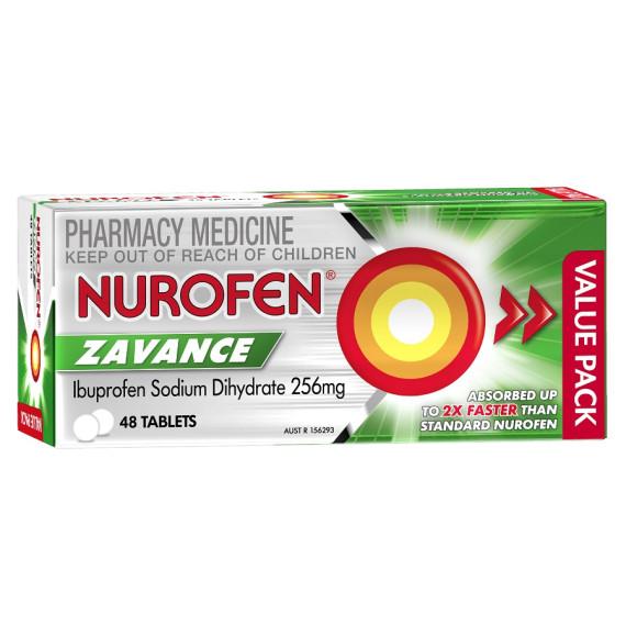 Nurofen Zavance Fast Pain Relief Tablets 256mg Ibuprofen 48 Value Pack