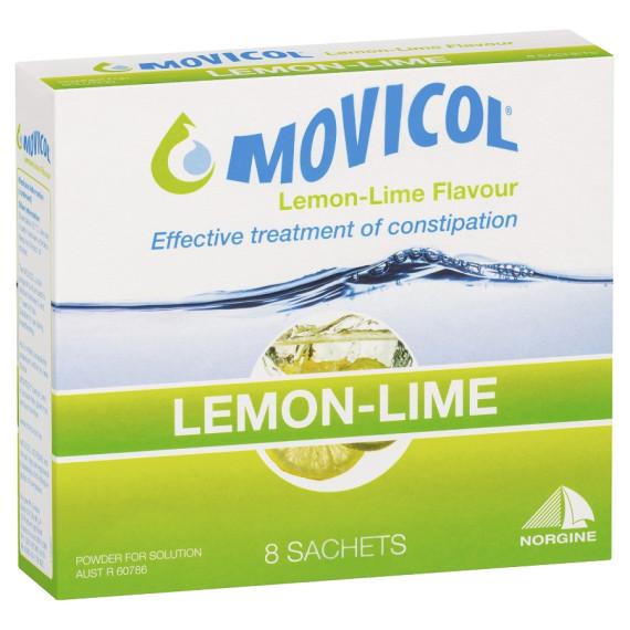 Movicol Lemon Lime Powder 8 Sachets for constipation relief at Pharmacy Direct