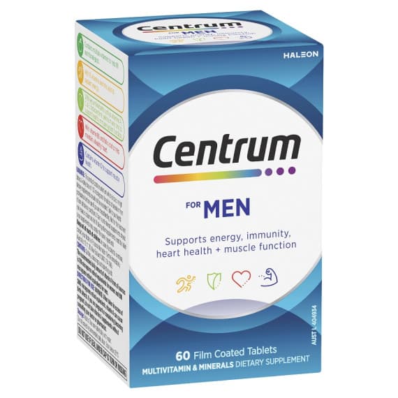 Buy Centrum for Men 60 Film Coated Tablets Expiry Date 8/25 Online Pharmacy Direct AU