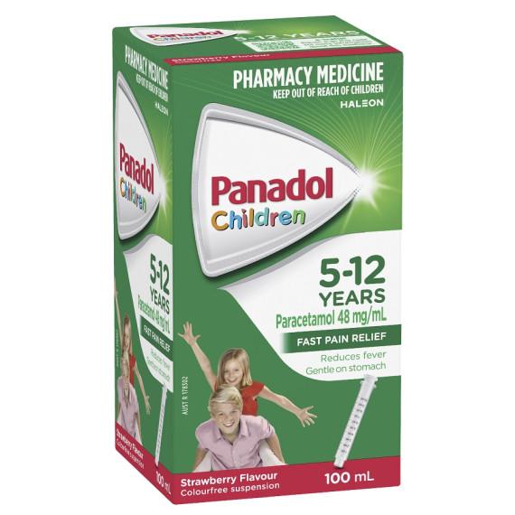Panadol Children 5 to 12 Years Suspension Fever And Pain Relief Strawberry Flavour 100ml