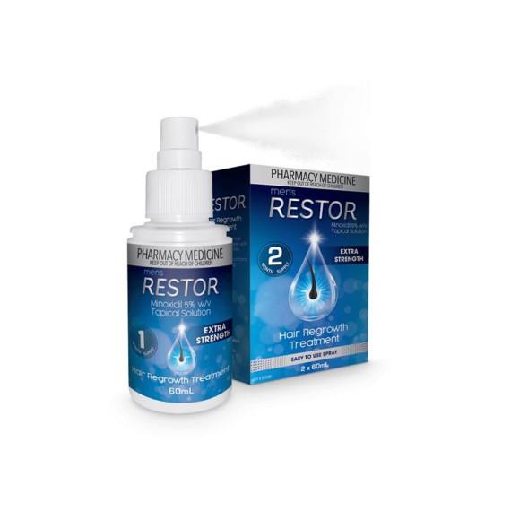 Buy Restor Mens Extra Strength Minoxidil 5 percent Hair Regrowth Treatment Spray 60ml x2 Online Pharmacy Direct AU
