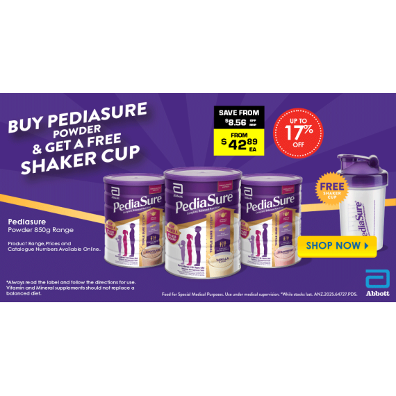 Buy FREE Shaker Cup Automatically Added to Cart When you buy Pediasure Powder 850g Online Pharmacy Direct AU