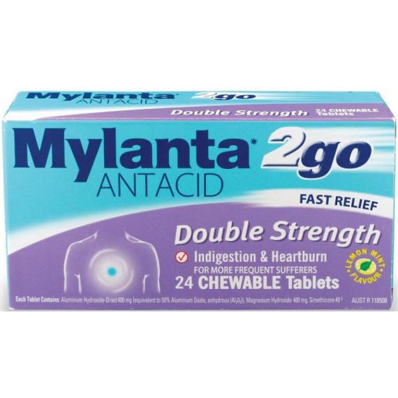 Mylanta 2go Antacid Double Strength 24 Tablets