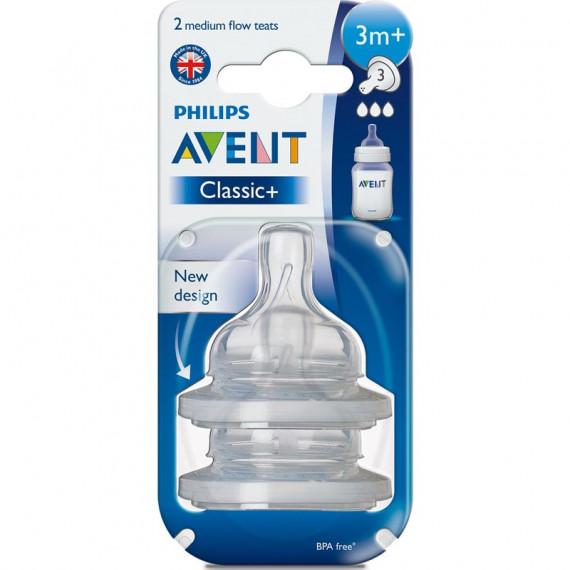 Avent Anti Colic Medium Flow Teat 3m Plus 2 Pack