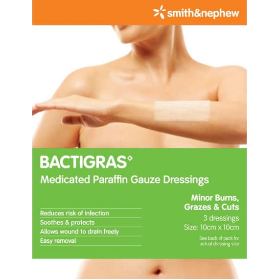 Bactigras 10cm X 10cm 3 Pack