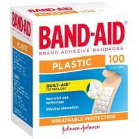 Band Aid Plastic Adhesive Strips 100 Pack