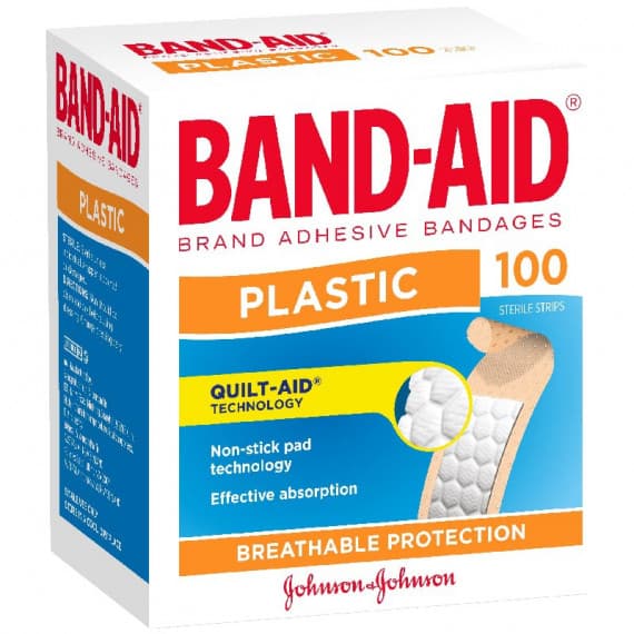 Band Aid Plastic Adhesive Strips 100 Pack