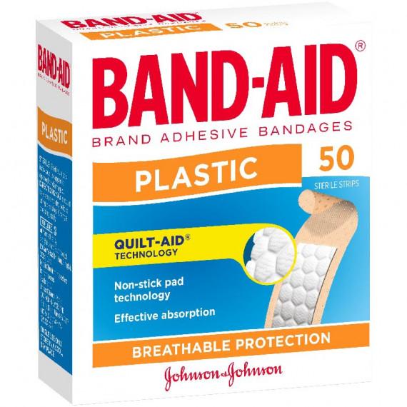 Band-Aid Plastic Adhesive Strips 50 Pack for wound care - Pharmacy Direct