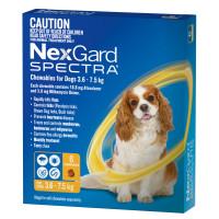 Nexgard Spectra Chewables For Small Dogs 3.6 to 7.5kg Yellow 6 Pack