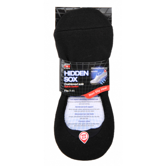 Sox And Lox Mens Sports Cushion Hidden Socks Black Size 7 to 11