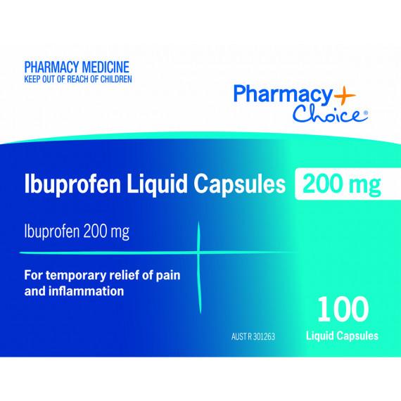 Buy Pharmacy Choice Ibuprofen 200mg 100 Liquid Capsules Online Pharmacy Direct AU