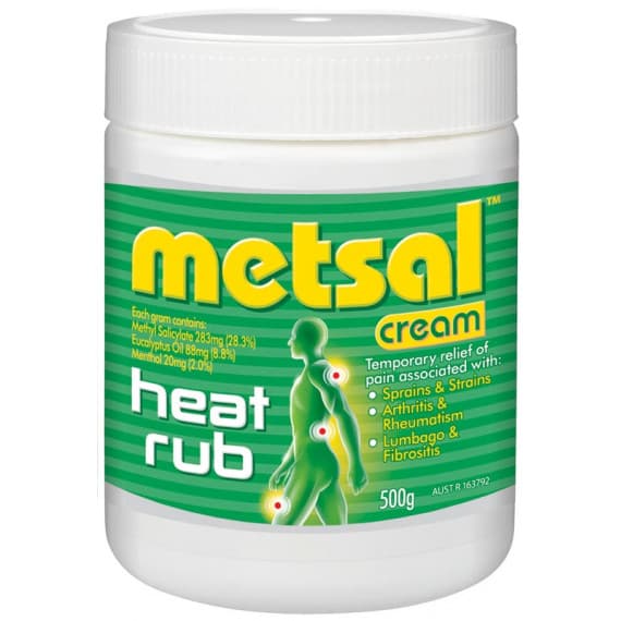Metsal Cream Heat Rub 500g muscle pain relief and comfort – Pharmacy Direct