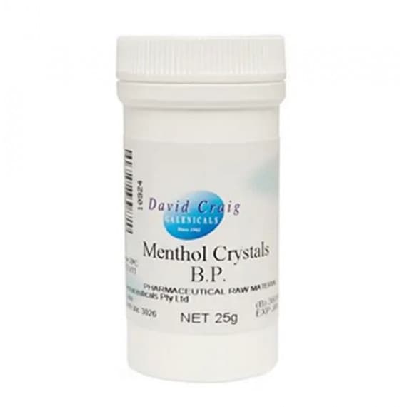 Menthol Crystals 25g for soothing relief and freshness - available at Pharmacy Direct