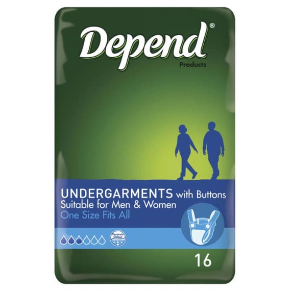 Depend Undergarments With Buttons 16 Pack