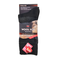 Sox and Lox Mens Business Diabetic Friendly Wool Socks 3 Toned Black Size 6 to 11