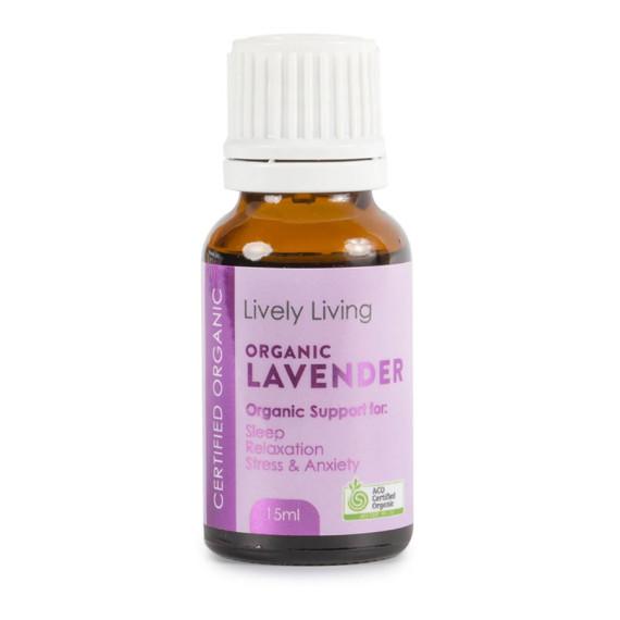 Lively Living Organic Lavender Essential Oil 15ml for relaxation and calm at Pharmacy Direct