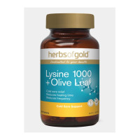 Herbs of Gold Lysine 1000 Plus Olive Leaf 100 Tablets