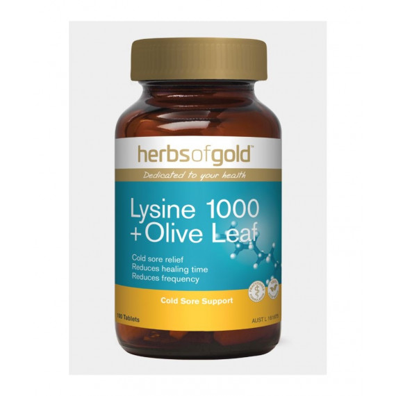 Herbs of Gold Lysine Olive Leaf 100 Tablets - Immunity Support - Pharmacy Direct