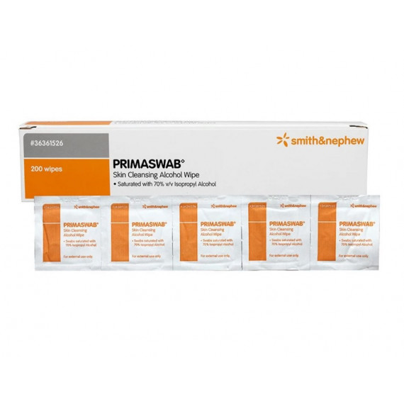 Primaswab Skin Cleansing Alcohol Wipes 2 Ply Box of 200