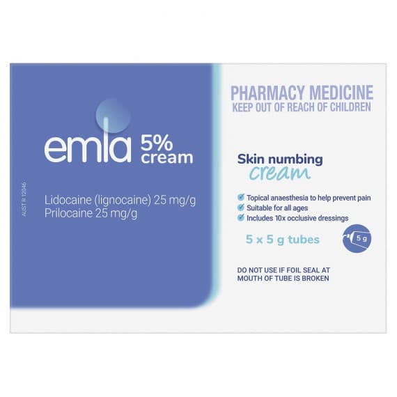 Emla 5 Percent Cream 5x5g with dressings for topical pain relief – Pharmacy Direct