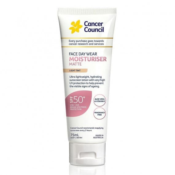 Cancer Council Face Daywear Moisturiser Matte SPF 50 Plus Light Tint 75ml
